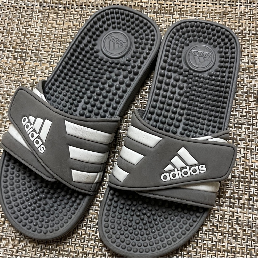 Adidas Black and White Comfort Slides